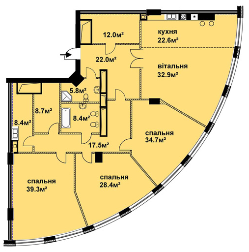 5+ комнат 240.7 м² в ЖК по Кловскому спуску, 7 от застройщика, Киев