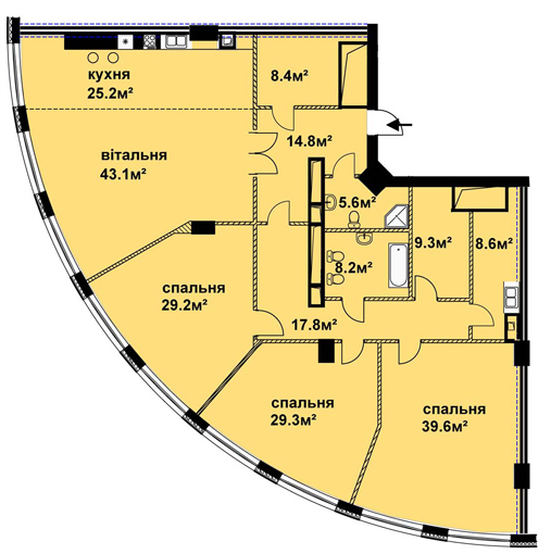 5+ комнат 239.1 м² в ЖК по Кловскому спуску, 7 от застройщика, Киев