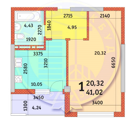 1-кімнатна 41.02 м² в ЖК по просп. Валерія Лобановського (Червонозоряний), 15/7 від забудовника, Київ