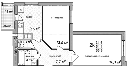 2-комнатная 55.9 м² в ЖК по просп. Красной Калины, 24 от 15 770 грн/м², Львов