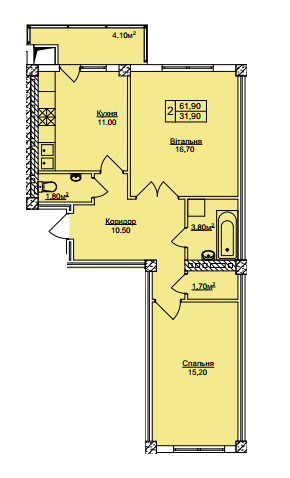 2-комнатная 61.9 м² в ЖК Погулянка от 17 750 грн/м², Львов