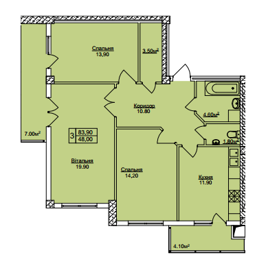 3-кімнатна 83.4 м² в ЖК Погулянка від 19 750 грн/м², Львів