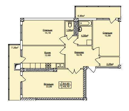 3-кімнатна 84.6 м² в ЖК Погулянка від 17 000 грн/м², Львів