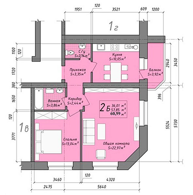 2-комнатная 60.99 м² в ЖК Подкова от 16 500 грн/м², с. Крюковщина