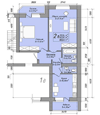 2-комнатная 69.14 м² в ЖК Подкова от 16 500 грн/м², с. Крюковщина