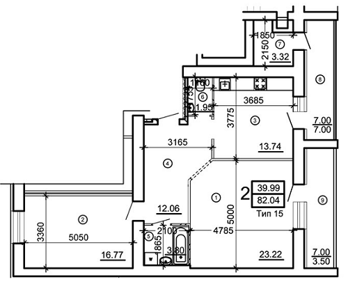 2-комнатная 82.04 м² в ЖМ Подолье от 14 990 грн/м², Винница