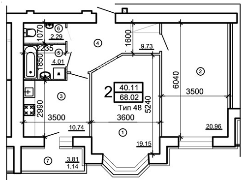 2-комнатная 68.02 м² в ЖМ Подолье от 19 650 грн/м², Винница