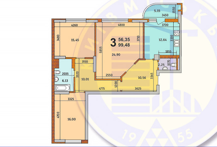 3-кімнатна 101.1 м² в ЖК Позняки-4А від забудовника, Київ