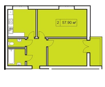 2-кімнатна 57.9 м² в ЖК Покровський Двір від забудовника, смт Чабани