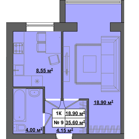 1-кімнатна 35.6 м² в ЖК Празький квартал від забудовника, с. Петропавлівська Борщагівка