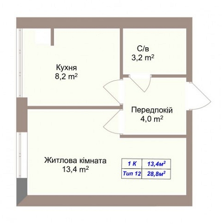 1-кімнатна 28.8 м² в ЖК Празький квартал 2 від 13 000 грн/м², с. Петропавлівська Борщагівка