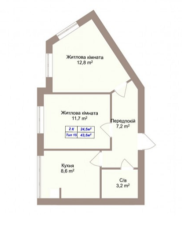 2-комнатная 43.5 м² в ЖК Пражский квартал 2 от 13 000 грн/м², с. Петропавловская Борщаговка