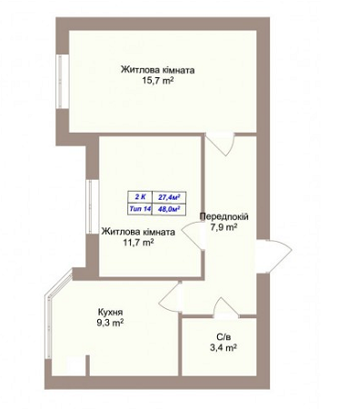 2-комнатная 48 м² в ЖК Пражский квартал 2 от 13 650 грн/м², с. Петропавловская Борщаговка