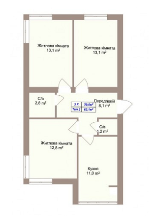 3-кімнатна 32.1 м² в ЖК Празький квартал 2 від 13 650 грн/м², с. Петропавлівська Борщагівка