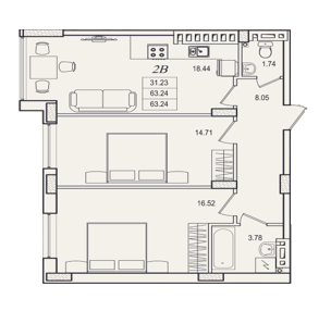 2-комнатная 63.24 м² в ЖК Приморские Сады от 21 050 грн/м², Одесса