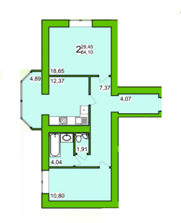 2-комнатная 64.1 м² в ЖК Прованс от 13 000 грн/м², Хмельницкий