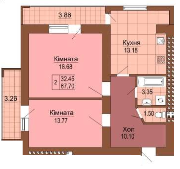 2-комнатная 67.7 м² в ЖК Рафаэль от застройщика, Львов