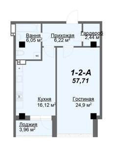 1-кімнатна 57.71 м² в ЖК Резиденція від 31 250 грн/м², Харків