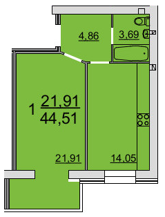 1-кімнатна 44.51 м² в ЖК Резиденція від 14 700 грн/м², Вінниця
