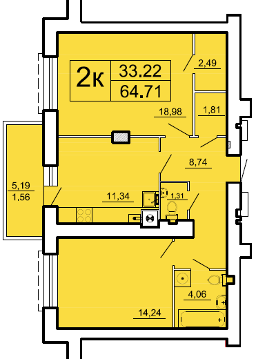 2-комнатная 64.71 м² в ЖК Ренуар от 16 250 грн/м², Львов