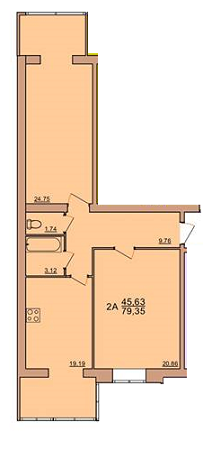 2-кімнатна 79.35 м² в ЖК Рів'єра від забудовника, Вінниця