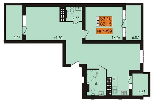 2-комнатная 82.15 м² в ЖК Сады Ривьеры от 13 000 грн/м², с. Фонтанка