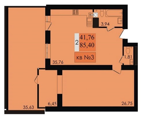 2-кімнатна 85.4 м² в ЖК Сади Рів`єри від 13 000 грн/м², с. Фонтанка