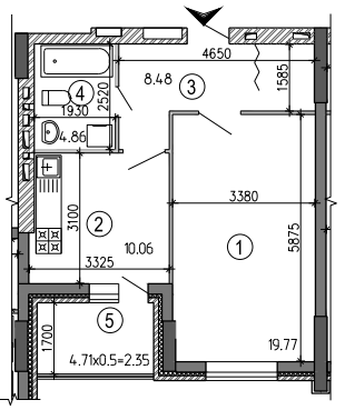 1-комнатная 45.2 м² в ЖК Рось от застройщика, г. Белая Церковь