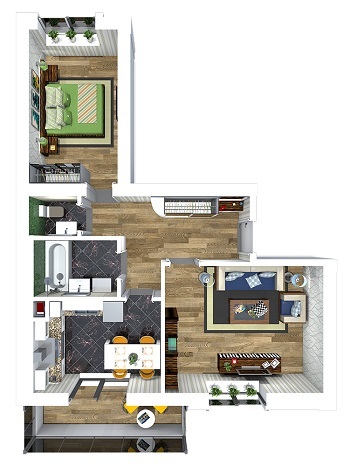 2-кімнатна 55.73 м² в ЖК Сакура від 14 700 грн/м², с. Крюківщина