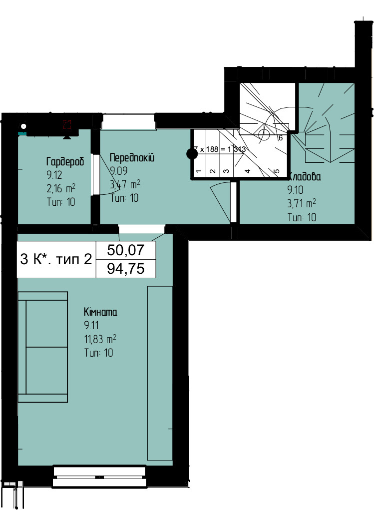 5+ кімнат 94.75 м² в ЖК Сакура від 15 200 грн/м², с. Крюківщина