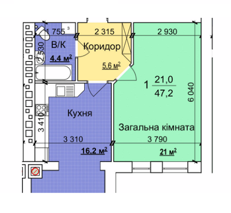 1-комнатная 47.2 м² в ЖК Семейный квартал от 12 000 грн/м², с. Требухов