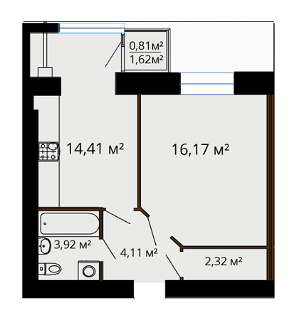 1-комнатная 41.74 м² в ЖК Семейный комфорт от 8 790 грн/м², Винница