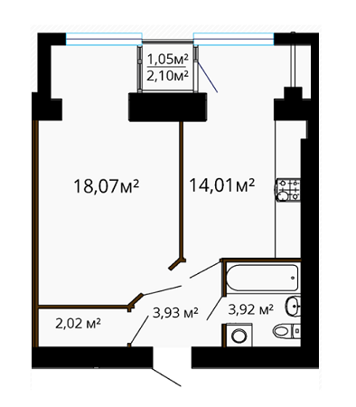 1-кімнатна 43 м² в ЖК Сімейний комфорт від 8 790 грн/м², Вінниця