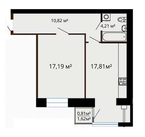 1-кімнатна 50.84 м² в ЖК Сімейний комфорт від 8 790 грн/м², Вінниця