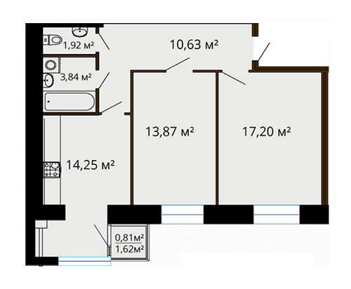 2-кімнатна 62.52 м² в ЖК Сімейний комфорт від 8 790 грн/м², Вінниця