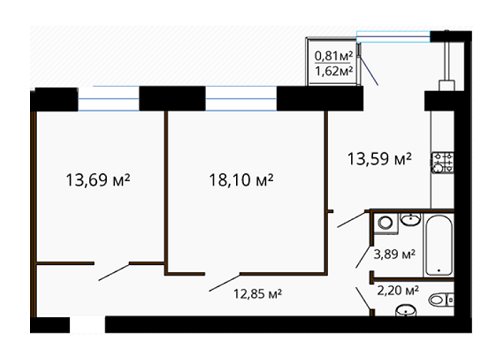 2-комнатная 65.13 м² в ЖК Семейный комфорт от 8 790 грн/м², Винница