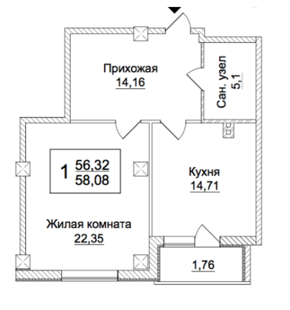 1-кімнатна 58.08 м² в ЖК Слобожанський квартал від 15 600 грн/м², Харків