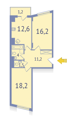 2-кімнатна 56.6 м² в ЖК Сучасний проспект від забудовника, Чернівці