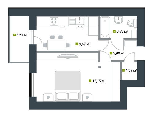 1-комнатная 36.77 м² в ЖК Idilika от 21 850 грн/м², г. Буча