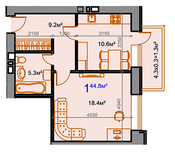 1-кімнатна 44.8 м² в ЖК Сосновий від забудовника, Миколаїв