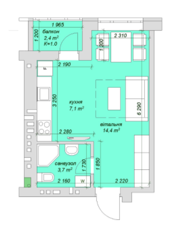 1-комнатная 27.6 м² в ЖК Софиевский пассаж от 20 640 грн/м², с. Софиевская Борщаговка