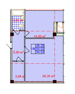 1-кімнатна 54.52 м² в ЖК Спортивний від 19 500 грн/м², Харків