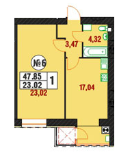 1-кімнатна 47.85 м² в ЖК на Старокостянтинівському шосе, 20/6 від забудовника, Хмельницький