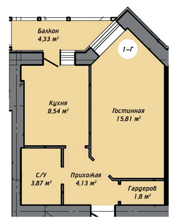 1-кімнатна 35.45 м² в ЖК Столичний квартал від 13 500 грн/м², м. Ірпінь