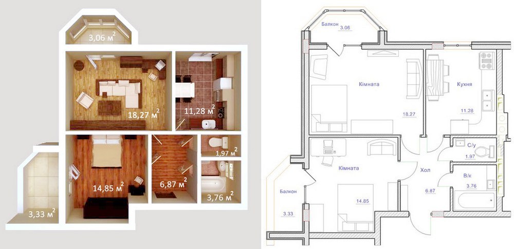 2-кімнатна 64 м² в ЖК Щасливі проліски від 14 900 грн/м², с. Проліски