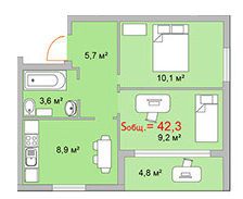 2-кімнатна 42.3 м² в ЖК Теплий дім від забудовника, м. Ірпінь