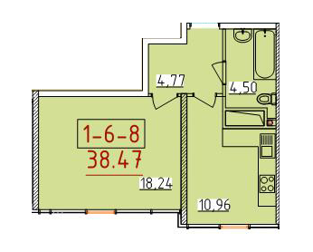 1-комнатная 38.47 м² в ЖК Тридцать четвертая жемчужина от застройщика, Одесса
