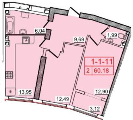 2-комнатная 60.18 м² в ЖК Тридцать шестая жемчужина от 23 490 грн/м², Одесса