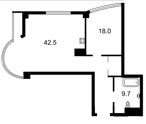 1-кімнатна 91 м² в ЖК Тріумф від забудовника, Київ