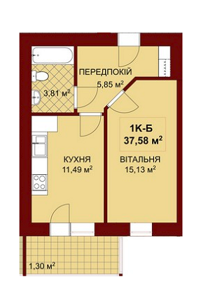 1-кімнатна 37.58 м² в ЖК Урожайний від забудовника, Івано-Франківськ